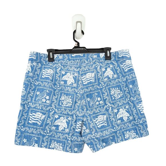 Reyn Spooner Women 14 Lahaina Sailor Shorts Denim Blue Chino Reverse Print NEW - Picture 7 of 9